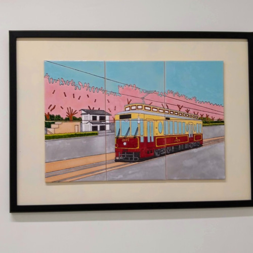 タイルアート『路面電車と桜』 その他インテリア雑貨 masaya shiratori