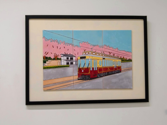 タイルアート『路面電車と桜』 その他インテリア雑貨 masaya