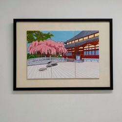 サインのある手作りの素晴らしい装飾的な額。作家物のタイルアート「アルルの女」付 タイルアート『枯山水としだれ桜』 その他インテリア雑貨 masaya