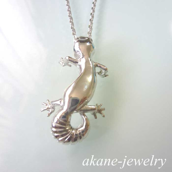 ヒョウモントカゲモドキのネックレス　シルバー製 1枚目の画像