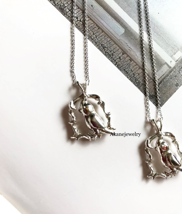 ほっぺがオレンジサファイア　オカメインコのネックレス 3枚目の画像