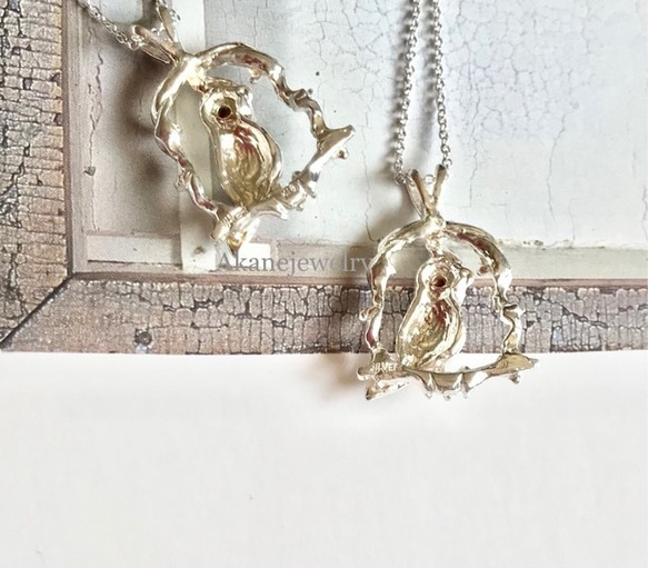 ほっぺがオレンジサファイア　オカメインコのネックレス 5枚目の画像