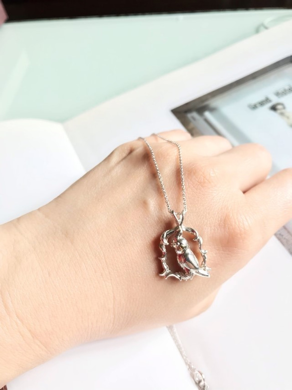 ほっぺがオレンジサファイア　オカメインコのネックレス 6枚目の画像