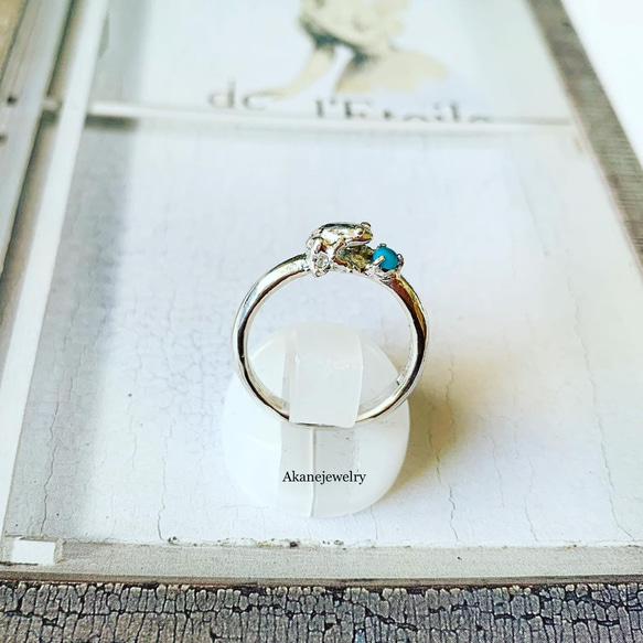 12月のカエルの指輪　小さなカエルとターコイズ 3枚目の画像