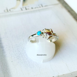 12月のカエルの指輪　小さなカエルとターコイズ 4枚目の画像