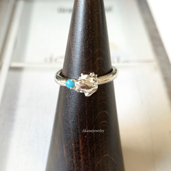 12月のカエルの指輪　小さなカエルとターコイズ 6枚目の画像