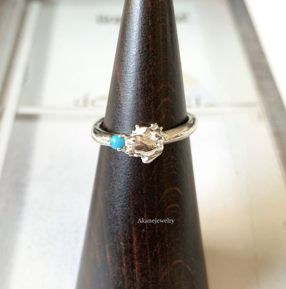 12月のカエルの指輪　小さなカエルとターコイズ 6枚目の画像