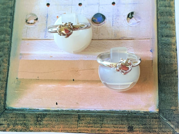 ダイヤモンドと小さなカエルの指輪　４月のカエル 6枚目の画像