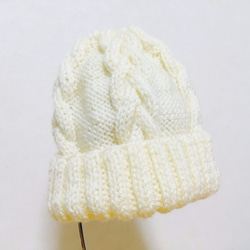 ニット帽　ホワイト　模様編み 2枚目の画像
