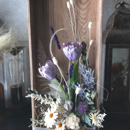 咲きこぼれるSpring flowers/ウォッシュパープルLサイズ＊woodflame 