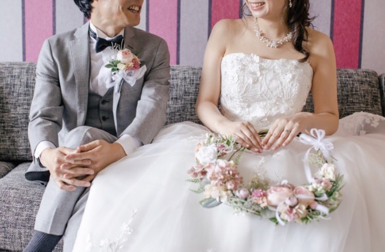 ふんわりカラーのリースブーケ&ブートニアset◆くみ様オーダーページ