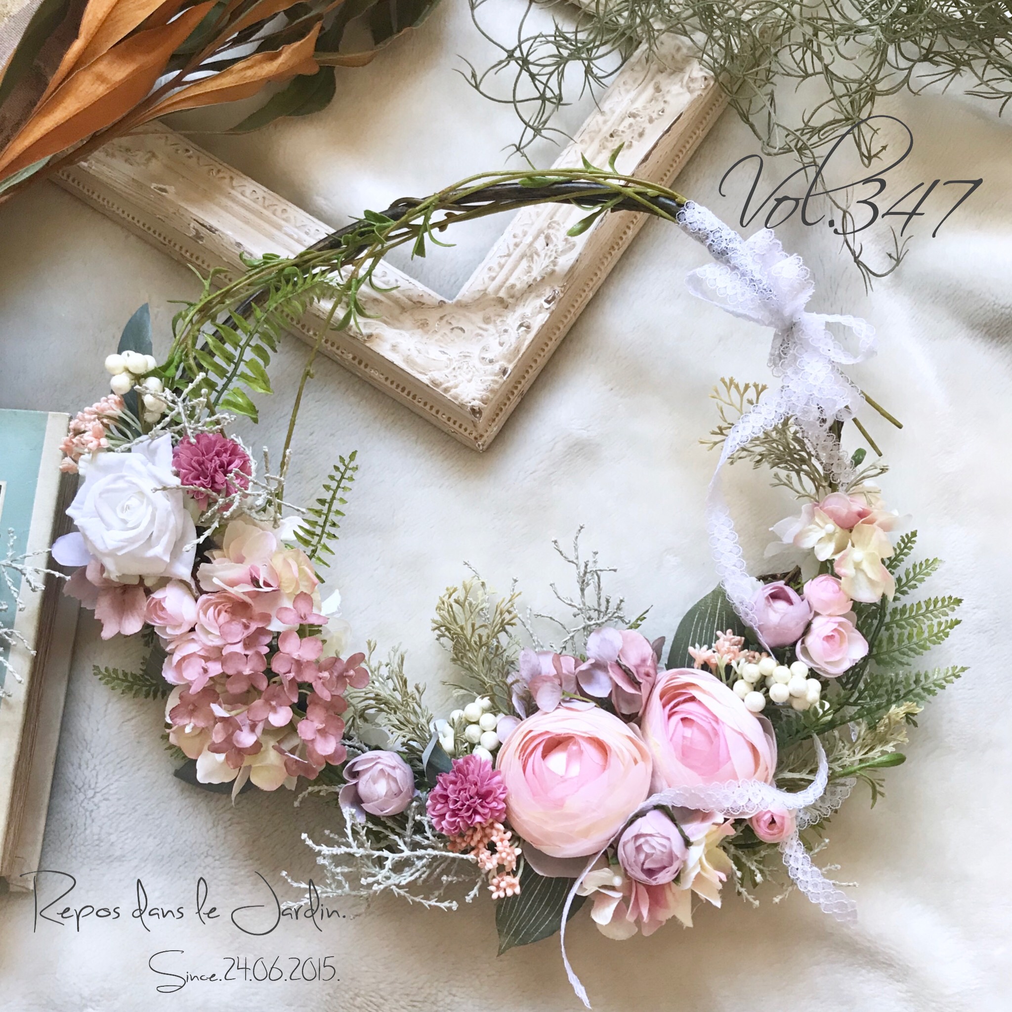 ふんわりカラーのリースブーケ&ブートニアset◆くみ様オーダーページ