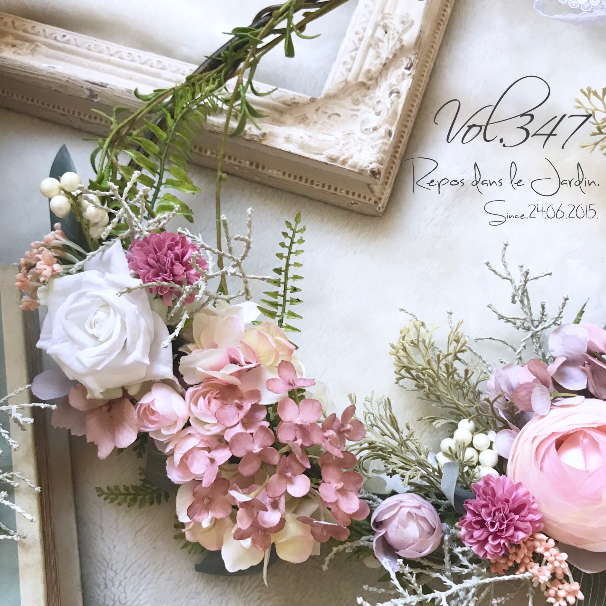 ふんわりカラーのリースブーケ&ブートニアset◆くみ様オーダーページ