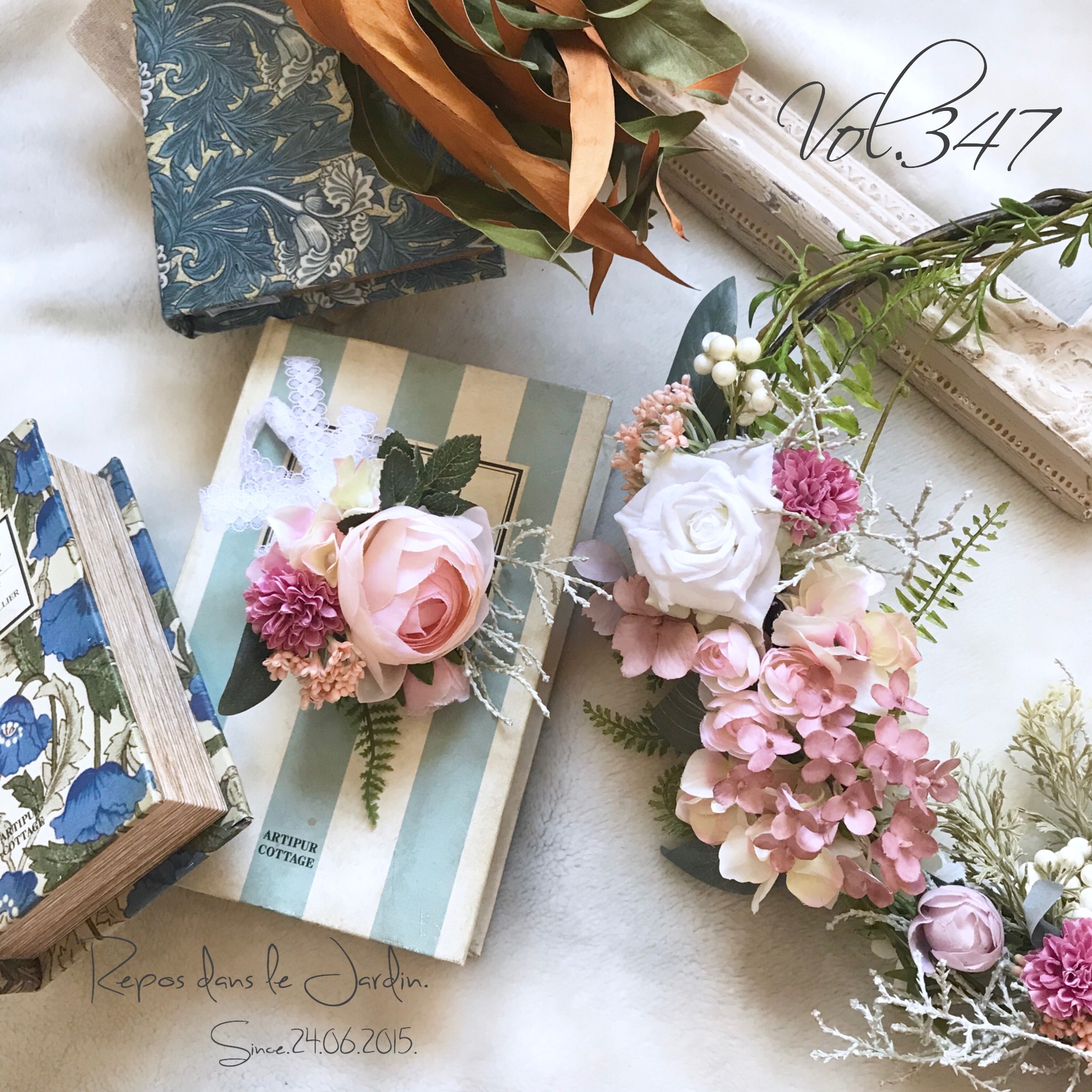 ふんわりカラーのリースブーケ&ブートニアset◆くみ様オーダーページ