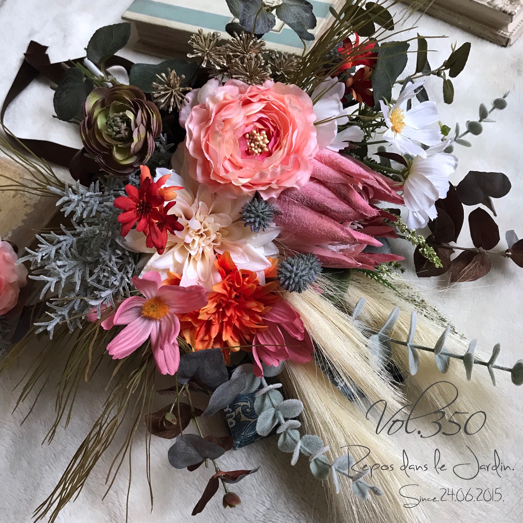 プロテア×ダリアの秋色アンティークボタニカルクラッチブーケset◆とみー様オーダーページ