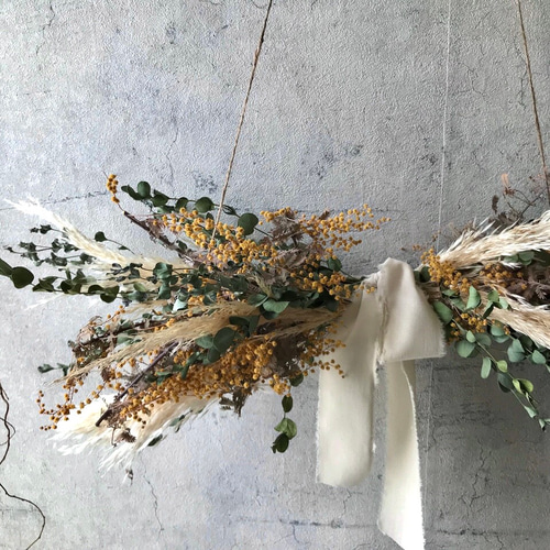 秋色紫陽花のドライフラワー横長スワッグ 秋色紫陽花のドライフラワー横長スワッグ