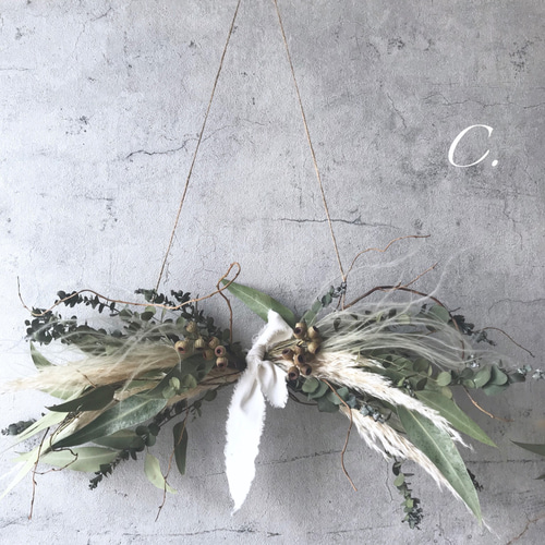 ユーカリ×パンパスグラスのドライフラワーハンギングガーランド