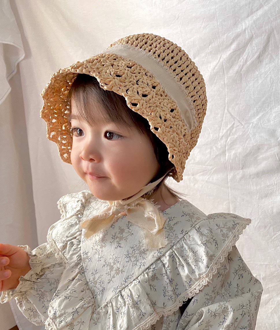 L'arist cratie ハンドメイド 麦わらボンネット ストローボンネ