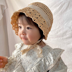 L'arist cratie ハンドメイド 麦わらボンネット ストローボンネ ボンネット麦わら帽子 帽子(ベビー・キッズ) Hana☆coco 通販