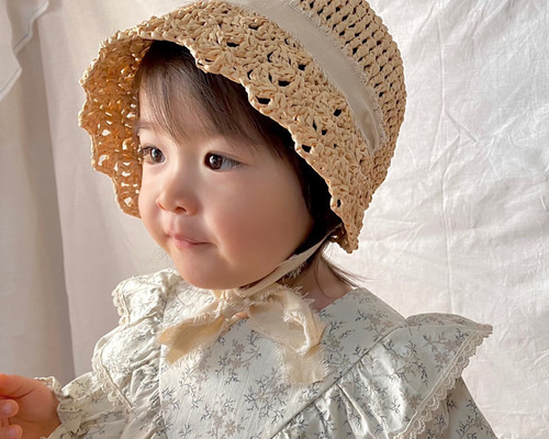 ボンネット麦わら帽子 帽子(ベビー・キッズ) Hana☆coco 通販
