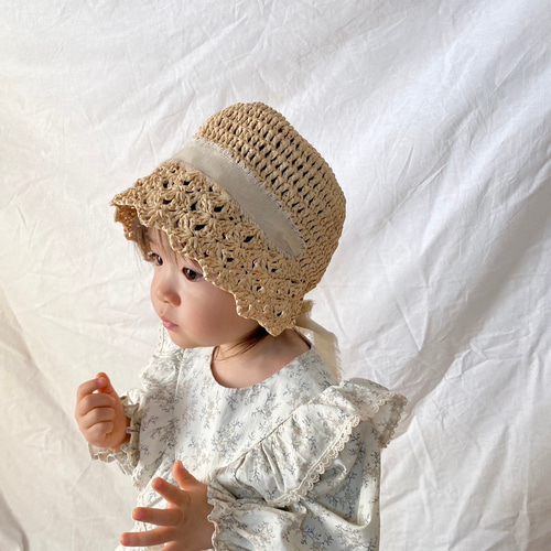 ボンネット麦わら帽子 帽子(ベビー・キッズ) Hana☆coco 通販 11249851