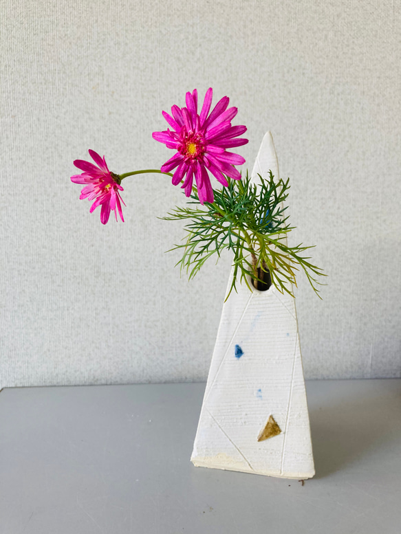 【花瓶】　手描き 花模様が素敵 花瓶】 手描き 花模様が素敵