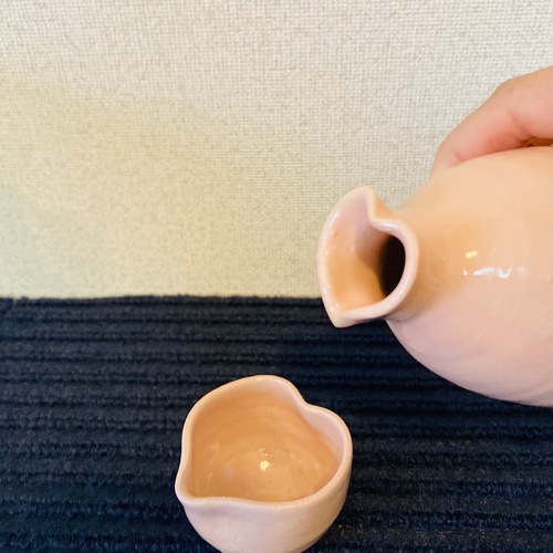 ハート徳利セット ピンク おちょこ・ぐい呑み・徳利 ツバキ工房