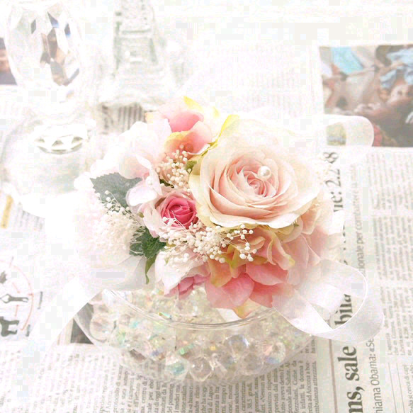人気！！ピンクのバラとかすみ草のリストブーケ♡ 2枚目の画像