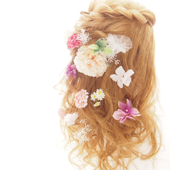 【SALE】ピオニーと小花のヘッドドレス♡ 3枚目の画像