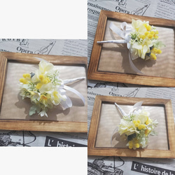 新作♡ホワイトのカスミソウと黄色の小花のヘッドドレス&ブートニア 5枚目の画像