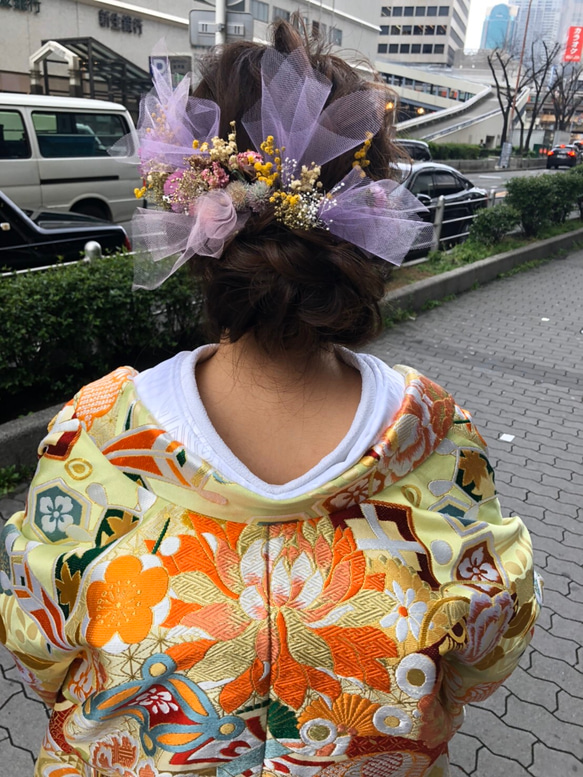 FUN0051【春の新作】*＊ミモザ♡かすみ草、スターチスのヘッドドレス♡ 6枚目の画像