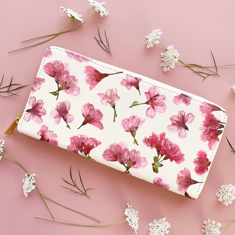 『はんなり桜柄』押し花レザー長財布【10日以内に発送】