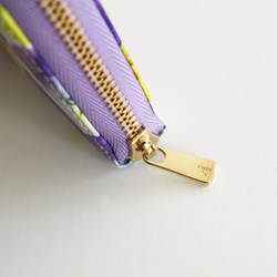 『紫ビオラ柄』押し花レザーミニ財布【10日以内に発送】 8枚目の画像