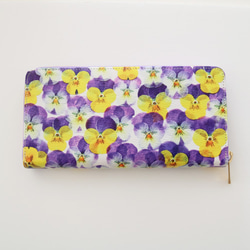 『紫ビオラ柄』押し花レザー長財布 7枚目の画像