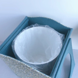 【カルトナージュ】卓上ダストボックス　ゴミ箱　moda 花柄　ブルー　コンパクトサイズ 5枚目の画像