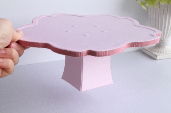 【カルトナージュ】桜のケーキスタンド　桜型　ピンク　モアレ　お菓子プレート　和菓子　小物置き 4枚目の画像