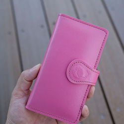 防水ケース無料 [全機種対応] 革 手帳型 かわいい スマホケース スマートフォンケース [SK02-Pink] 3枚目の画像