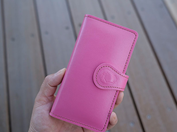 防水ケース無料 [全機種対応] 革 手帳型 かわいい スマホケース スマートフォンケース [SK02-Pink] 3枚目の画像