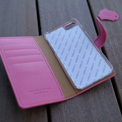 防水ケース無料 [全機種対応] 革 手帳型 かわいい スマホケース スマートフォンケース [SK02-Pink] 4枚目の画像