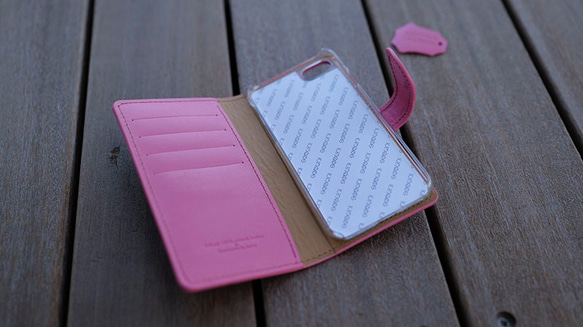 防水ケース無料 [全機種対応] 革 手帳型 かわいい スマホケース スマートフォンケース [SK02-Pink] 4枚目の画像