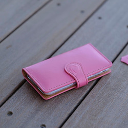 防水ケース無料 [全機種対応] 革 手帳型 かわいい スマホケース スマートフォンケース [SK02-Pink] 7枚目の画像