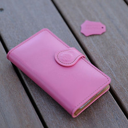 防水ケース無料 [全機種対応] 革 手帳型 かわいい スマホケース スマートフォンケース [SK02-Pink] 9枚目の画像