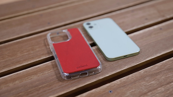iPhoneケース スマホケース バンパーケース 本革 iphone13 12 11 Xs SE3 SE 「S1」Red 2枚目の画像