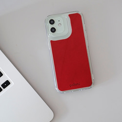 iPhoneケース スマホケース バンパーケース 本革 iphone13 12 11 Xs SE3 SE 「S1」Red 3枚目の画像