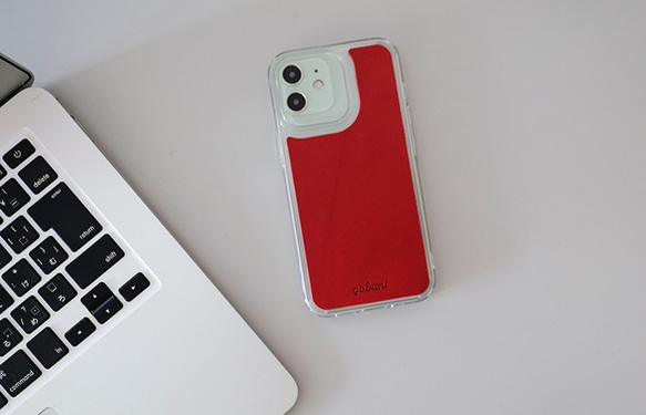 iPhoneケース スマホケース バンパーケース 本革 iphone13 12 11 Xs SE3 SE 「S1」Red 3枚目の画像