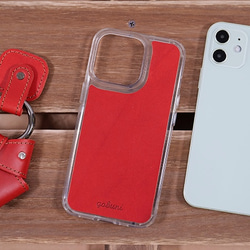 iPhoneケース スマホケース バンパーケース 本革 iphone13 12 11 Xs SE3 SE 「S1」Red 5枚目の画像