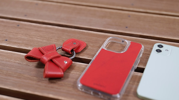iPhoneケース スマホケース バンパーケース 本革 iphone13 12 11 Xs SE3 SE 「S1」Red 6枚目の画像
