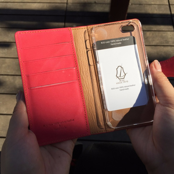 [Galaxy S7][S2OK Cherry pink]イタリア本革 手帳ケース 5枚目の画像