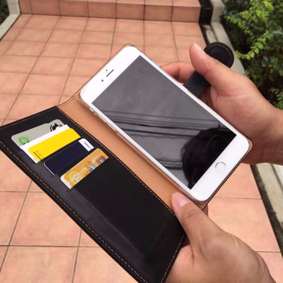 [iphone7Plus][S2OK Black] 義大利真皮 手帳型外殼 第3張的照片