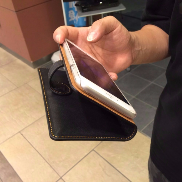 [iphone7Plus][S2OK Black] 義大利真皮 手帳型外殼 第6張的照片